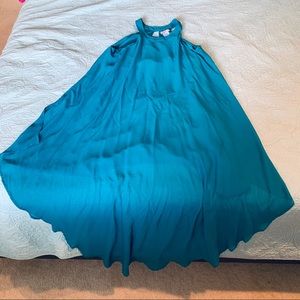 Teal Flow Dress, Halter style, Size 1X